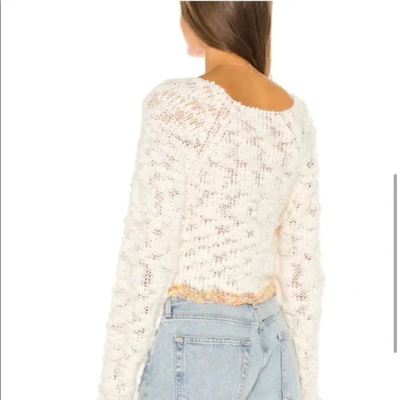 Free People Ivory West Palm Pullover Sweater with Colorful Trim Size XS - Picture 2 of 11